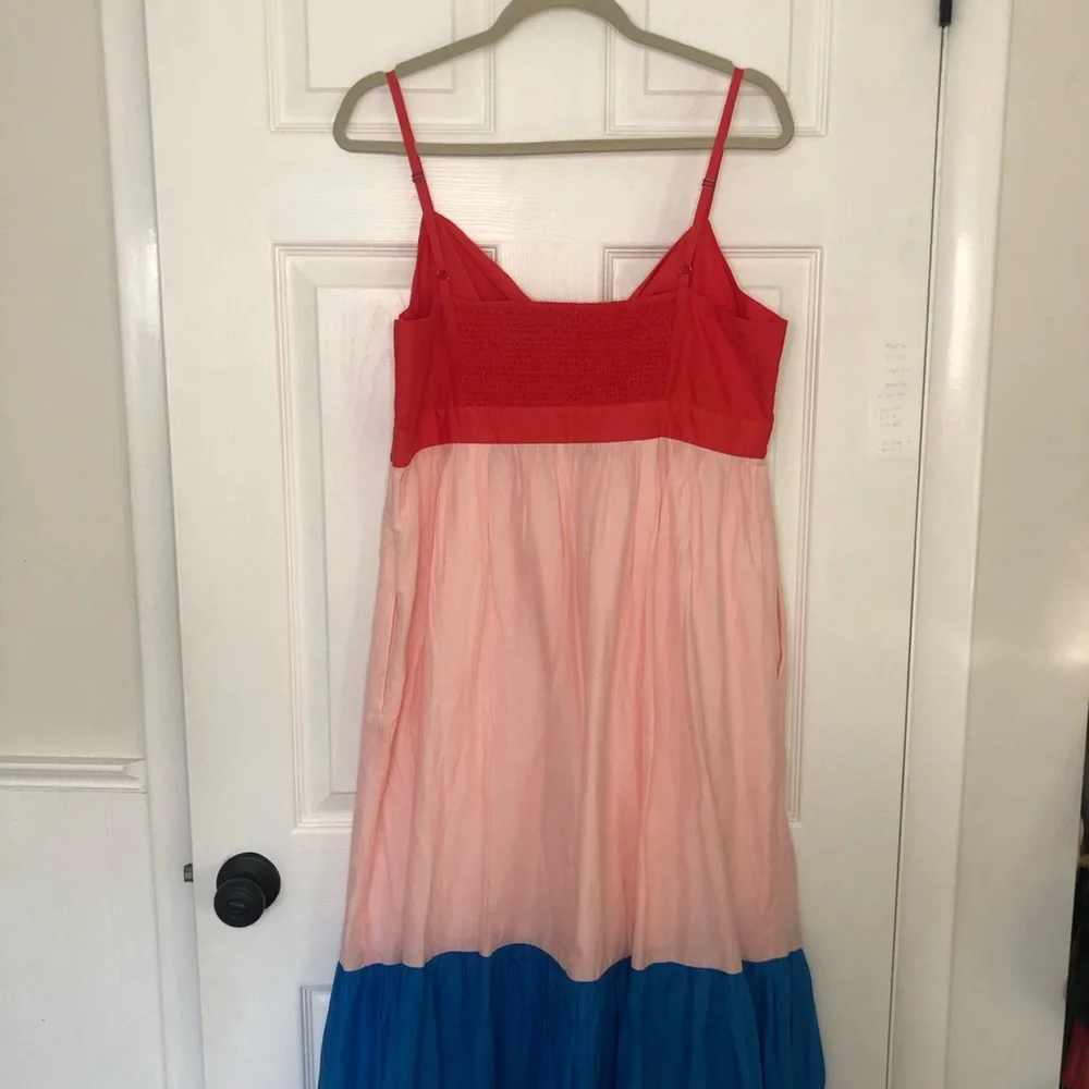 J Crew Colorblock Tie Front Cutout Midi Dress - Picture 7 of 13